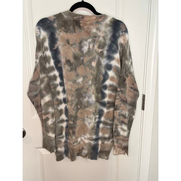 Young Fabulous & Broke Indie Cardigan Blue Haze Camo Sweater M/L Distressed - Picture 5 of 5